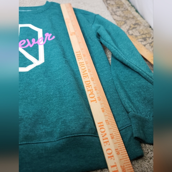 Girls' Fleece Crew Pullover Sweatshirt - Cat & Jack Dark Green L (10-12) - Picture 7 of 9